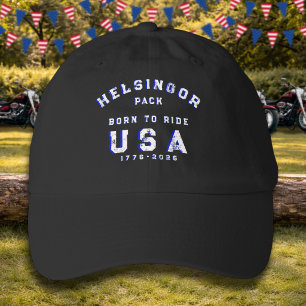 4th Of July Family Photos Born To Ride Blue Custom Hat