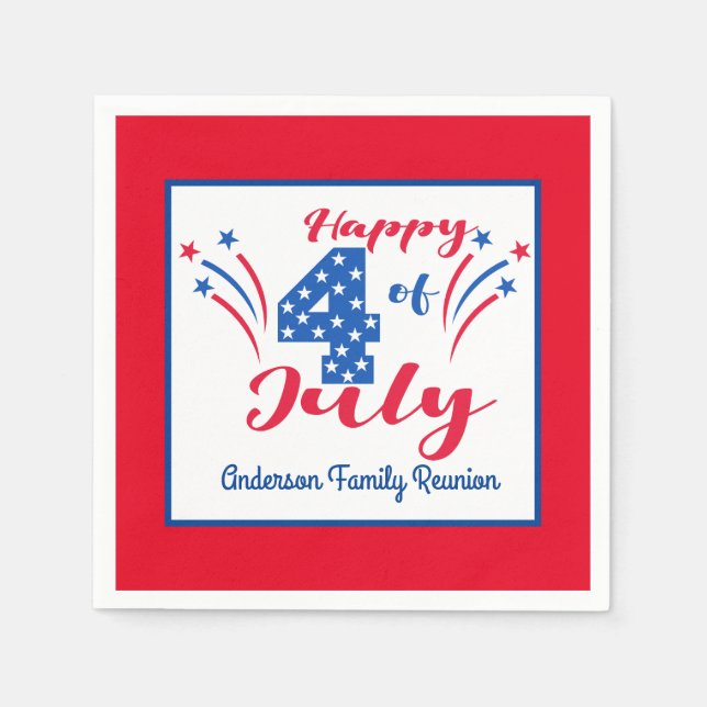 4th of July Family Reunion Celebration Napkins (Front)