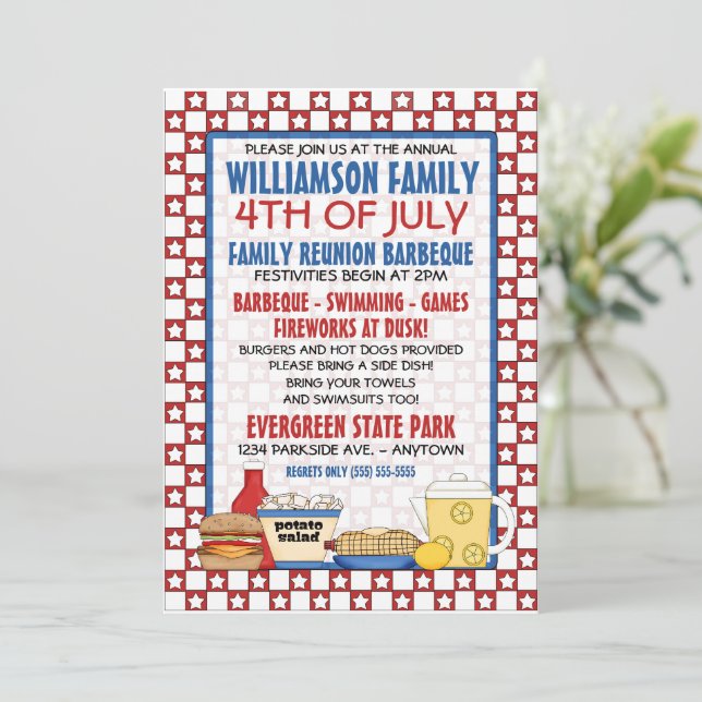 4th of July Family Reunion Invitation (Standing Front)