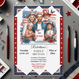 4th Of July Family Reunion Wine & Dine Party Photo Invitation