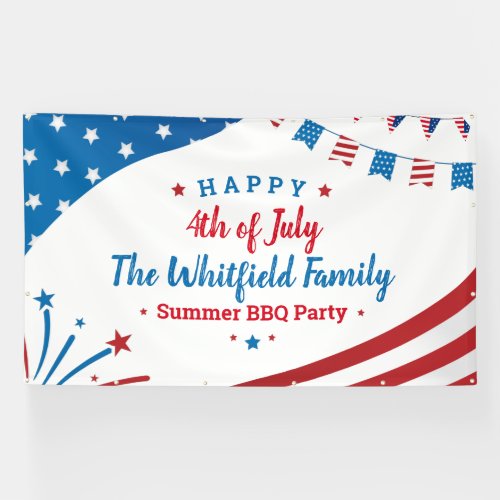 4th of July Family Summer BBQ Party and Parade Banner
