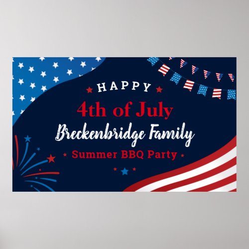 4th of July Family Summer BBQ Party Custom Poster