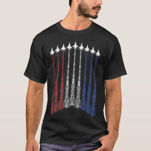 4th Of July Fighter Jet Airplane Red White Blue In T-Shirt