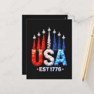 4th Of July Fighter Jets Usa Patriotic Holiday Postcard