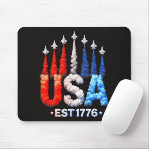 4th Of July Fighter Jets Usa Patriotic Mouse Pad