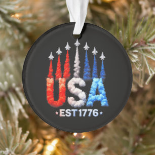 4th Of July Fighter Jets Usa Patriotic Ornament