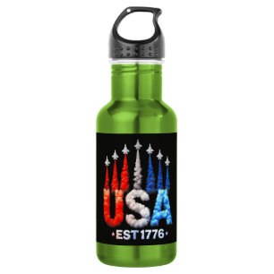 4th Of July Fighter Jets Usa Patriotic Stainless Steel Water Bottle