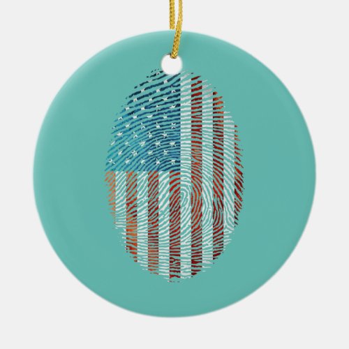 4th of July Fingerprint American Flag For Men And Ceramic Ornament