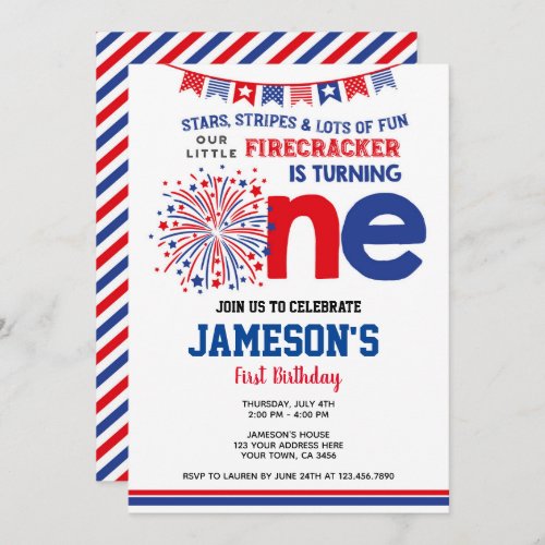 4th of July Firecracker Invitation