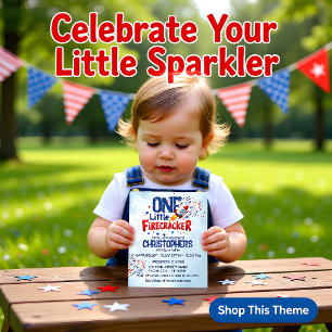 4th of July Firecracker Kids Birthday Flat Card