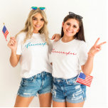 4th of July Firecracker Minimalist Blue Script T-Shirt<br><div class="desc">If you love this design,  come check out our All American Collection! We are always adding new designs daily!</div>