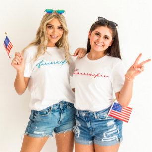 4th of July Firecracker Minimalist Blue Script T-Shirt