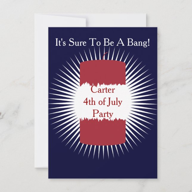 4th of July Firecracker Red, White and Blue Invitation (Front)
