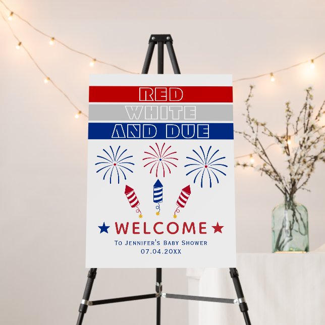 4th of July firecrackers baby shower welcome sign (In Situ (Stand))