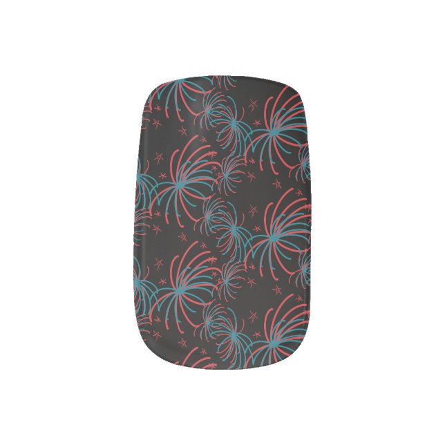 4th of July Firework Doodles Minx Nail Art (Left Thumb)