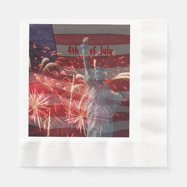 4th of July  Firework flag  Statue of Liberty Napkins (Front)