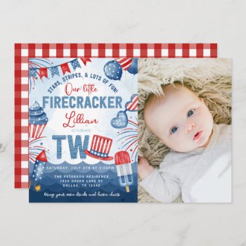 4th Of July Fireworks 2nd Birthday Party Invitation by PerfectPrintableCo at Zazzle