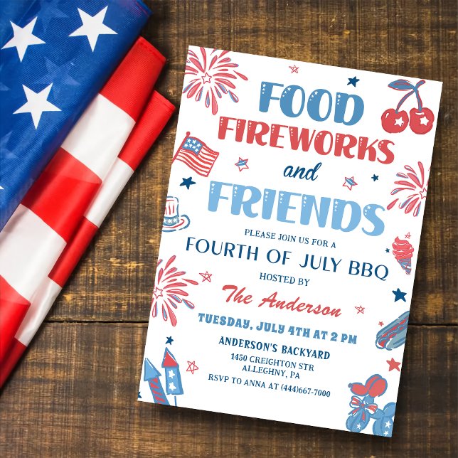 4th of July Fireworks America Flag BBQ Invitation (Creator Uploaded)
