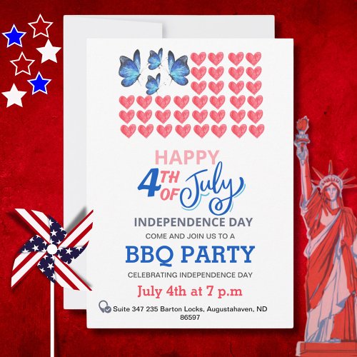 4th of July Fireworks America Flag BBQ Red White B Holiday Card