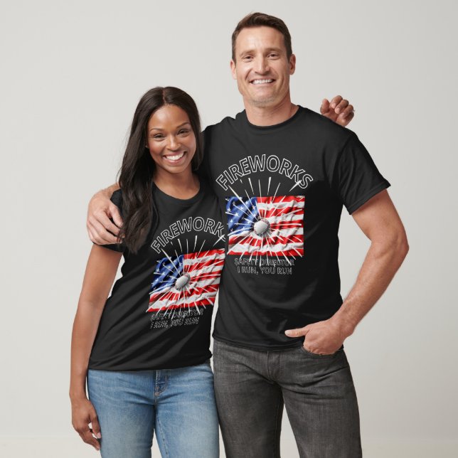 4th of July Fireworks and Baseball American flag  T-Shirt (Unisex)