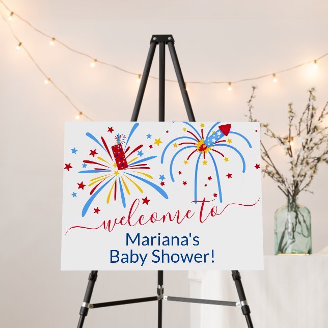 4th of July Fireworks Baby Shower Welcome Sign (In Situ (Stand))