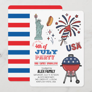4th of July Fireworks BBQ Summer Party Invitation