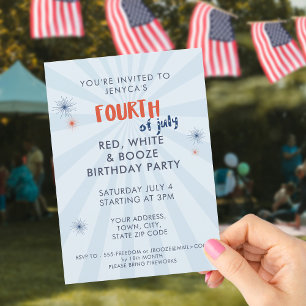 4th of July Fireworks Birthday Invitation