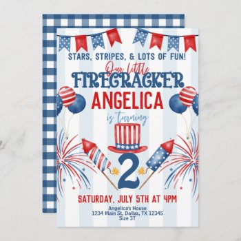4th Of July Fireworks Birthday Party Invitation by PerfectPrintableCo at Zazzle