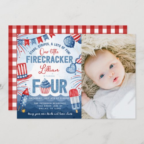 4th of July Fireworks Birthday Party Invitation