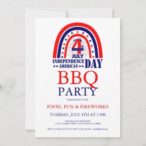4th of July Fireworks BQ Party Invitation