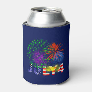 4th of July Fireworks Can Cooler