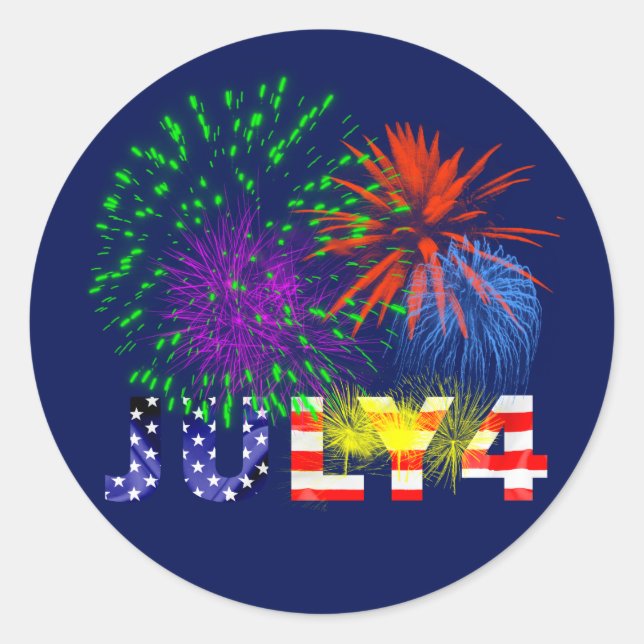 4th of July Fireworks Classic Round Sticker (Front)