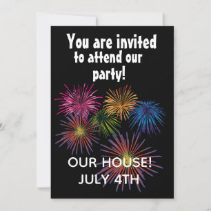 4TH OF JULY FIREWORKS CUSTOM INVITATIONS