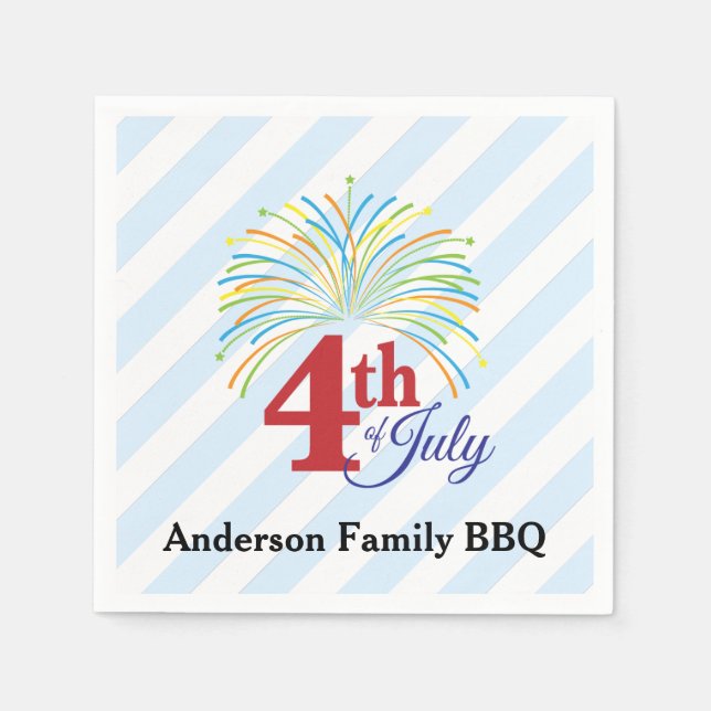 4th of July Fireworks | Family Barbeque Paper Napkins (Front)