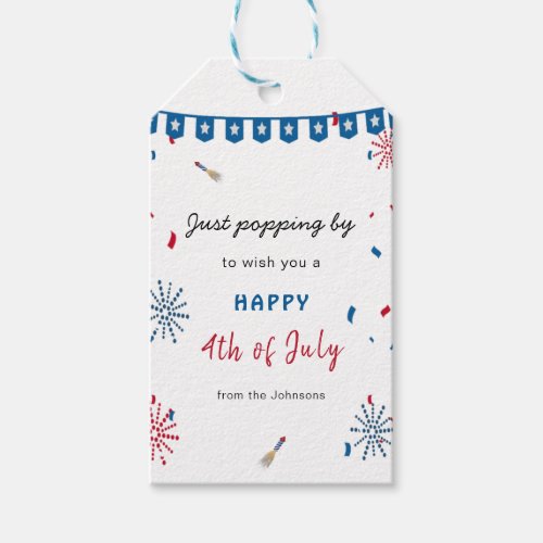 4th of July Fireworks Happy Fourth Independence  Gift Tags