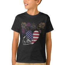 4Th of July Fireworks Heart Motorcycle 
