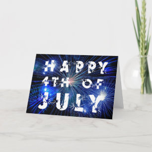 4th of July Fireworks in Blue 3 photo Card