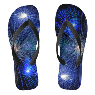 4th of July Fireworks in Blue Hue Happy 4th Flip Flops