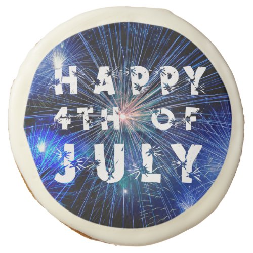 4th of July Fireworks in Blue Hue Happy 4th Sugar Cookie