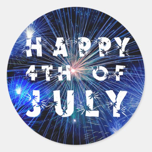 4th of July Fireworks in Blue Hue Party Classic Round Sticker