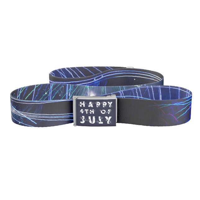 4th of July Fireworks in Blue Independence Day Belt (Zig-Zag)