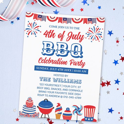 4th of July Fireworks Independence Day BBQ Postcard