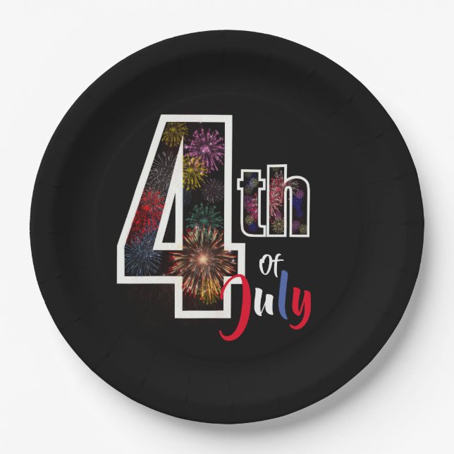 4th of July fireworks Paper Plates (Front)