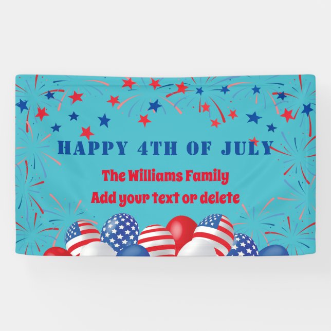 4th of July Fireworks Personalized Party  Banner (Horizontal)
