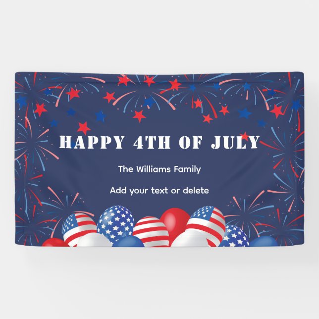 4th of July Fireworks Personalized Party  Banner (Horizontal)