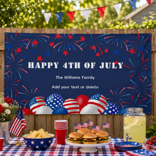 4th of July Fireworks Personalized Party  Banner