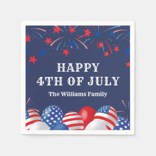 4th of July Fireworks Personalized Party Napkins