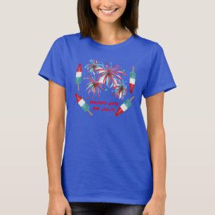 4th of July Fireworks Popsicles Red White Blue USA T-Shirt
