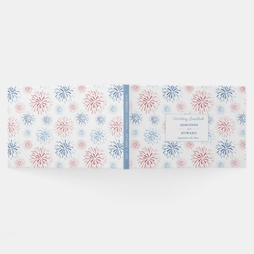 4th Of July Fireworks Red White Blue Wedding  Guest Book