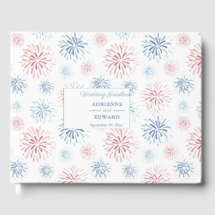 4th Of July Fireworks Red White Blue Wedding Guest Book